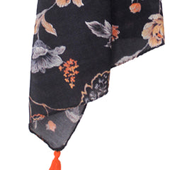 Splendid Black Printed Muslin Regular Wear Scarves/Stoles for Women SC12