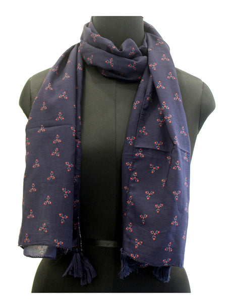 Pleasing Blue  Printed Muslin Lightweight Scarves/Stoles for Women SC13