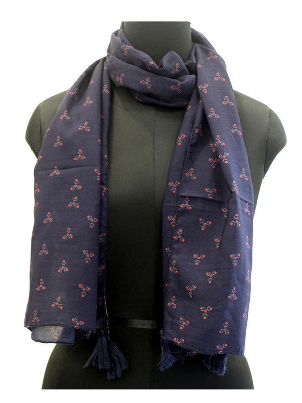 Pleasing Blue  Printed Muslin Lightweight Scarves/Stoles for Women SC13