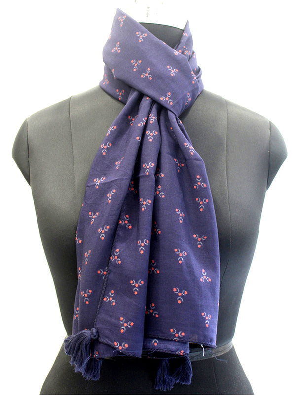 Pleasing Blue  Printed Muslin Lightweight Scarves/Stoles for Women SC13