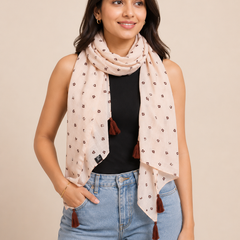 Stunning Peach  Printed Muslin Daily Wear Scarves/Stoles for Women SC15
