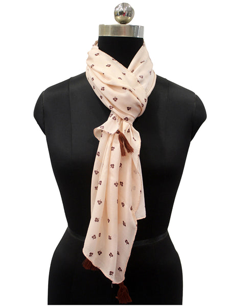 Stunning Peach  Printed Muslin Daily Wear Scarves/Stoles for Women SC15