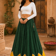 Cotton Silk Lace Work Navratri Lehenga