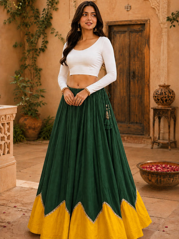 Cotton Silk Lace Work Navratri Lehenga