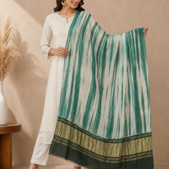 Desi Butik Women’s Gaji Silk Green Tie Dye Dupatta DB2269