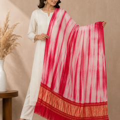 Desi Butik Women’s Gaji Silk Red Tie Dye Dupatta DB2267