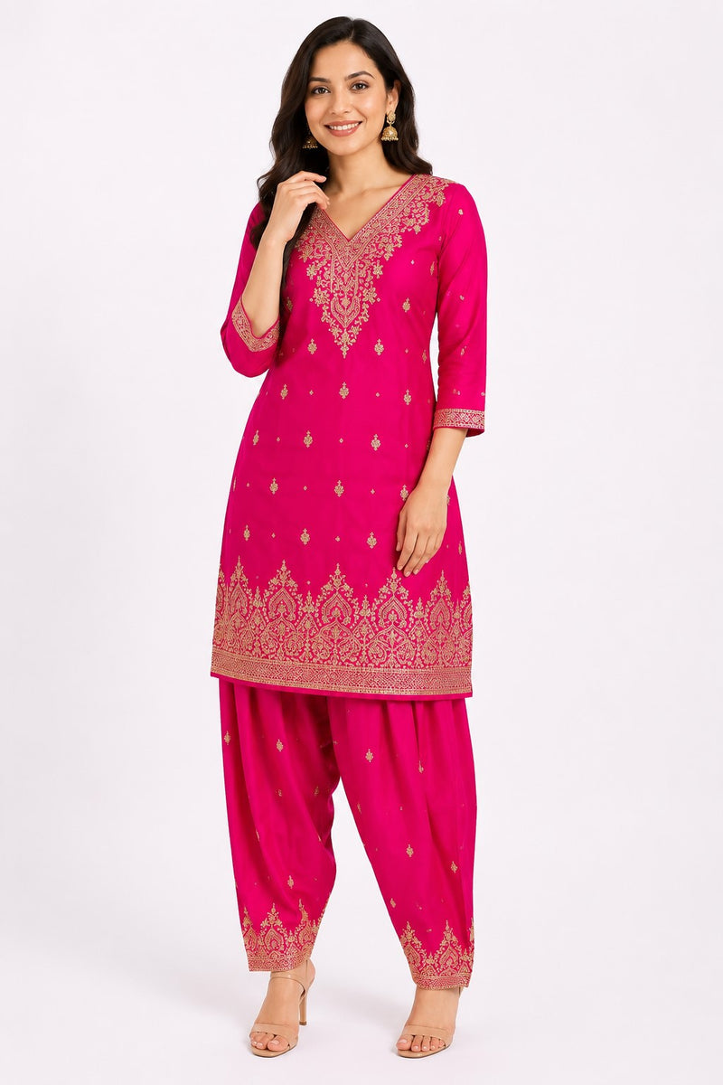 Women's Festive Embroidered Kurta Set with Dupatta