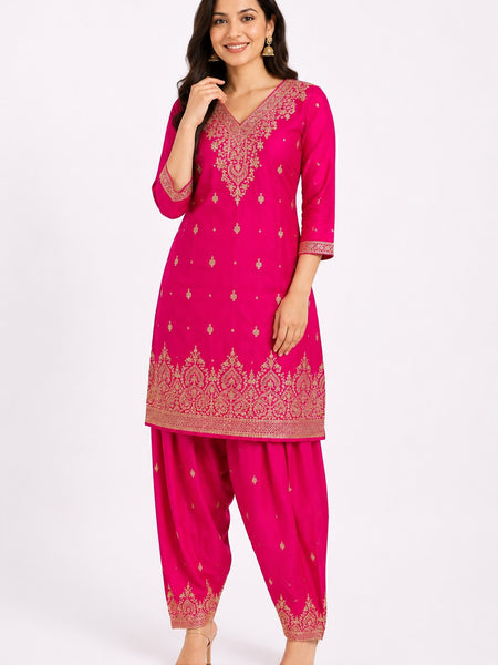 Women's Festive Embroidered Kurta Set with Dupatta