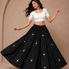 Women's  Mirror Work Navratri Lehenga Chaniya