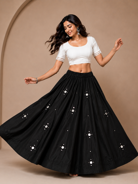 Women's  Mirror Work Navratri Lehenga Chaniya