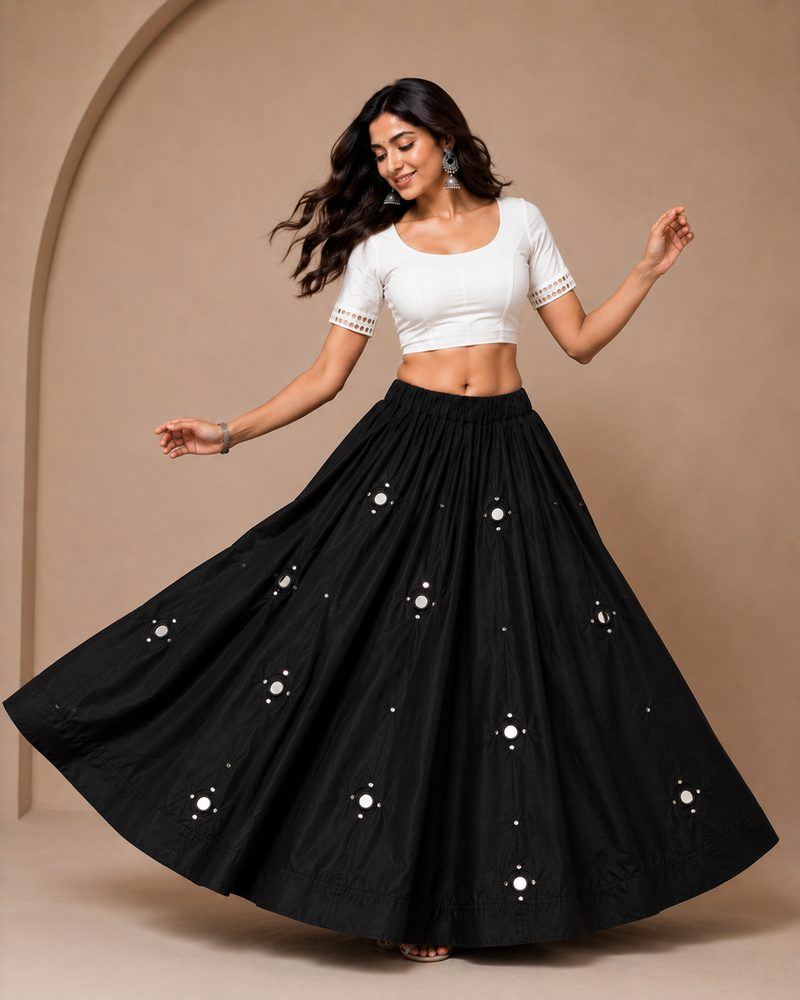Women's  Mirror Work Navratri Lehenga Chaniya