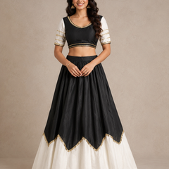 Cotton Silk Lace Work Navratri Lehenga