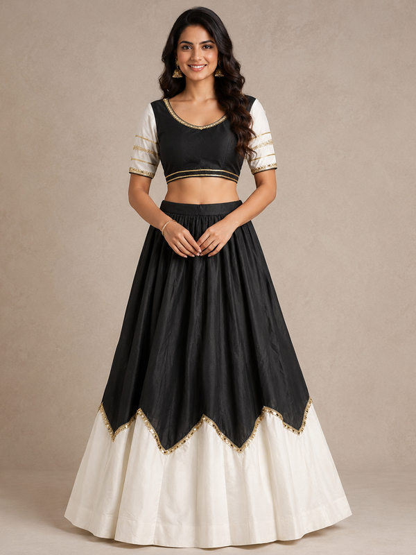 Cotton Silk Lace Work Navratri Lehenga