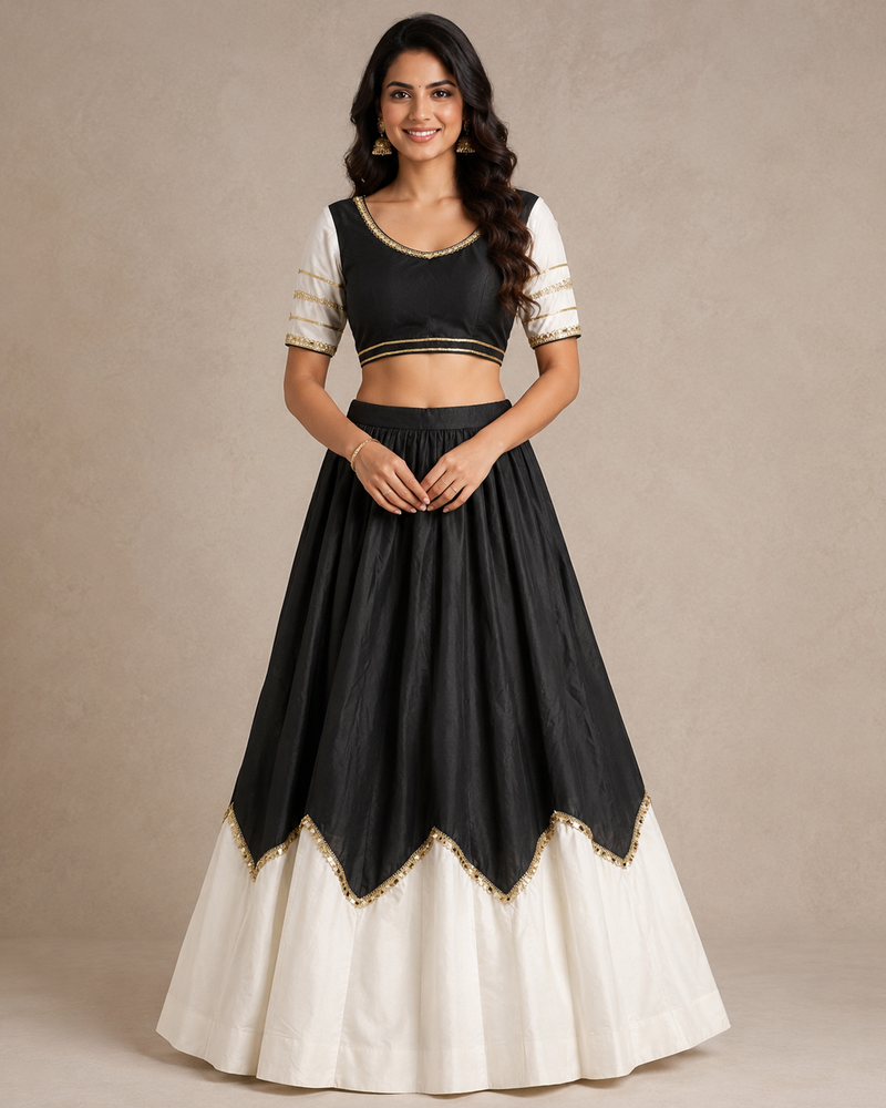 Cotton Silk Lace Work Navratri Lehenga
