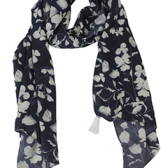Classy Blue Printed Muslin Everyday Scarves/Stoles for Women SC1