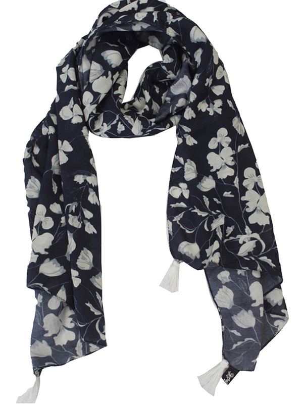Classy Blue Printed Muslin Everyday Scarves/Stoles for Women SC1