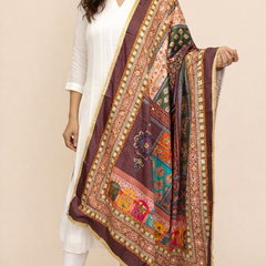 Multicolor Patchwork Printed ART SILK Dupatta DB3014