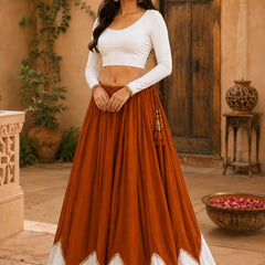 Cotton Silk Lace Work Navratri Lehenga