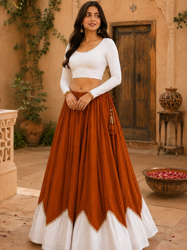 Cotton Silk Lace Work Navratri Lehenga