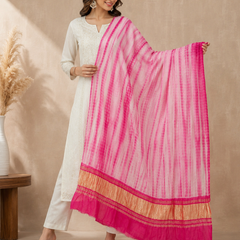 Desi Butik Women’s Gaji Silk Pink Tie Dye Dupatta DB2265