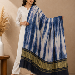 Desi Butik Women’s Gaji Silk Blue Tie Dye Dupatta DB2266