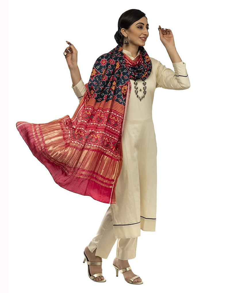 Multicolor Women's Gaji Silk Dupatta suitable for All Occasions