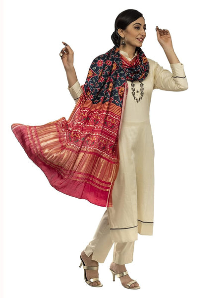 Multicolor Women's Gaji Silk Dupatta suitable for All Occasions