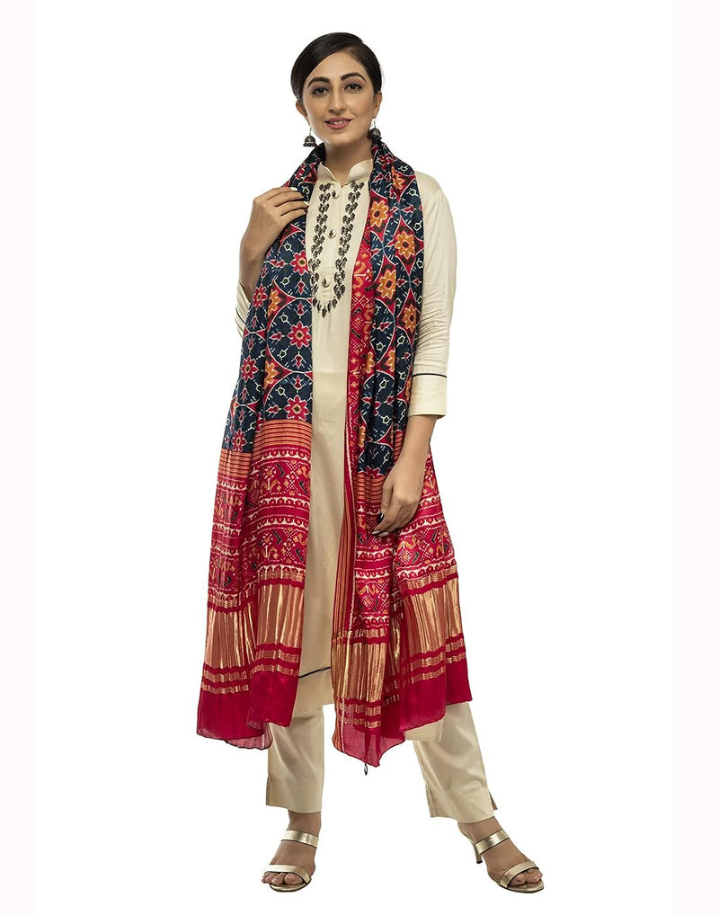Multicolor Women's Gaji Silk Dupatta suitable for All Occasions