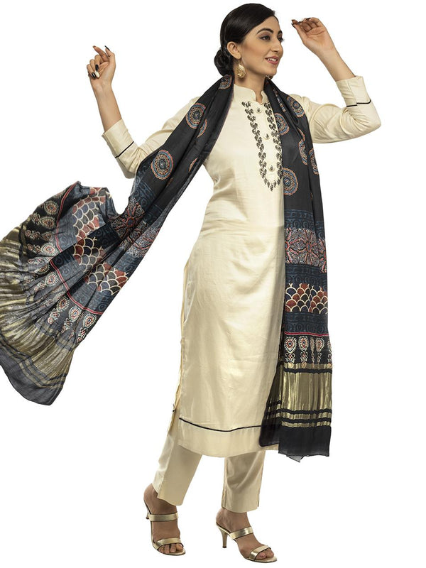 Multicolor Women's Gaji Silk Dupatta suitable for Navratri, Diwali & All Occasions DB2025