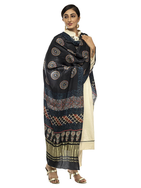 Multicolor Women's Gaji Silk Dupatta suitable for Navratri, Diwali & All Occasions DB2025