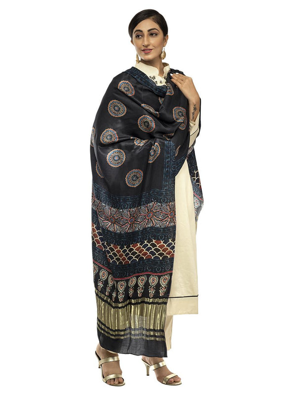 Multicolor Women's Gaji Silk Dupatta suitable for Navratri, Diwali & All Occasions DB2025