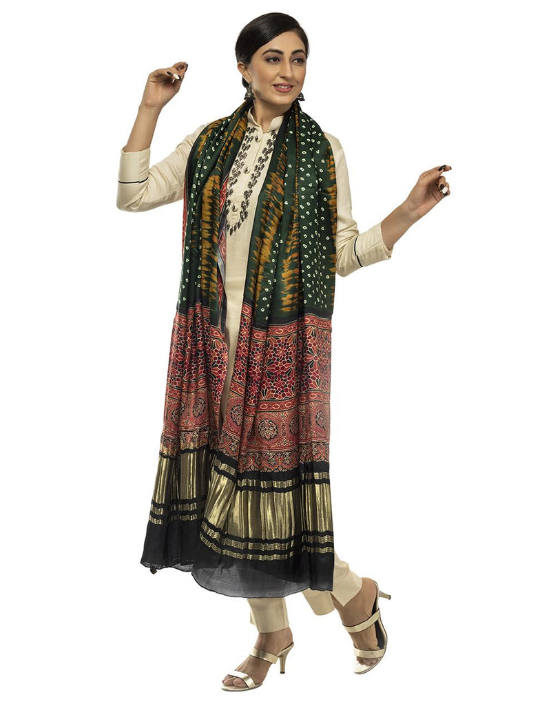 Multicolor Women's Gaji Silk Dupatta suitable for All Occasions