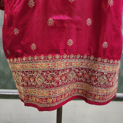 Women's Pink Embroidered Cotton Silk Kurta Set with Dhoti Pants & Dupatta