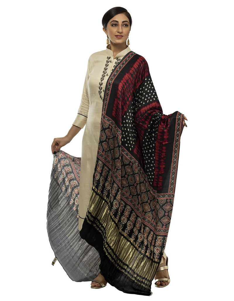 Multicolor Women's Gaji Silk Dupatta suitable for All Occasions