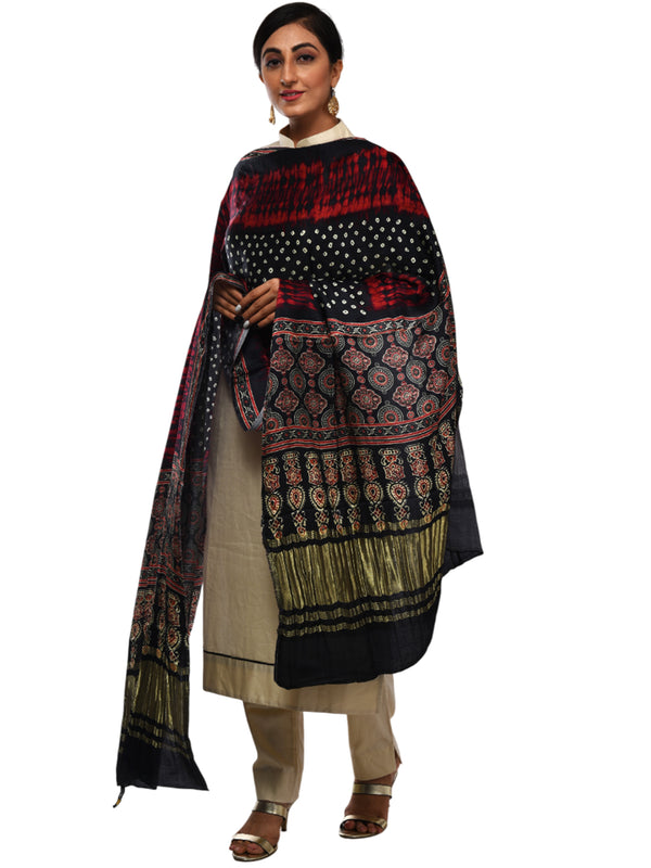 Multicolor Women's Gaji Silk Dupatta suitable for All Occasions