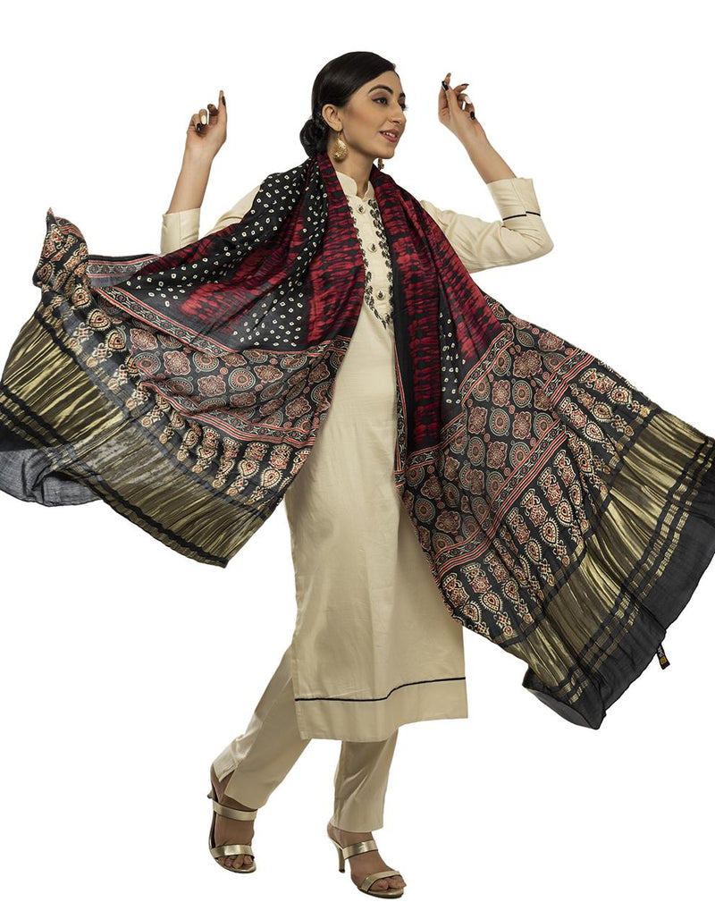 Multicolor Women's Gaji Silk Dupatta suitable for All Occasions