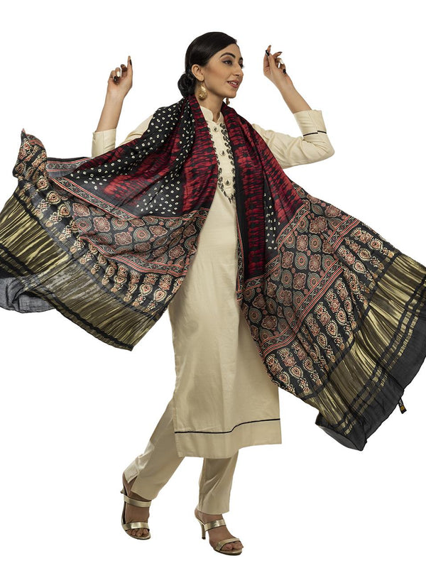 Multicolor Women's Gaji Silk Dupatta suitable for All Occasions