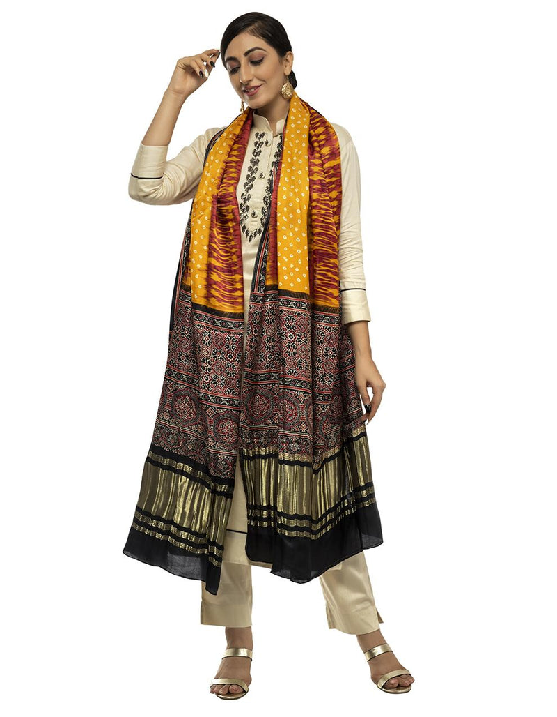 Multicolor Women's Gaji Silk Dupatta suitable for All Occasions