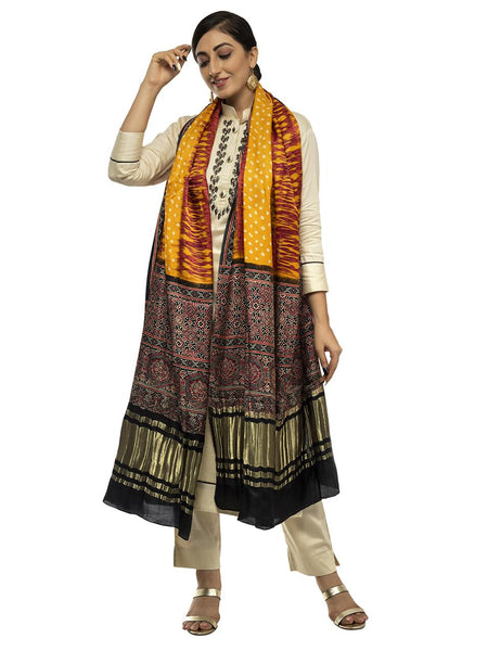 Multicolor Women's Gaji Silk Dupatta suitable for All Occasions