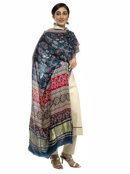 Multicolor Women's Gaji Silk Dupatta suitable for All Occasions