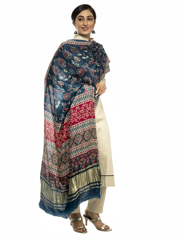 Multicolor Women's Gaji Silk Dupatta suitable for All Occasions