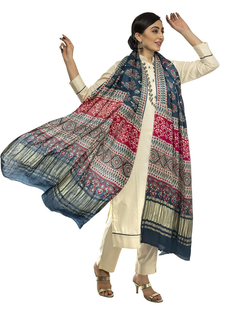 Multicolor Women's Gaji Silk Dupatta suitable for All Occasions