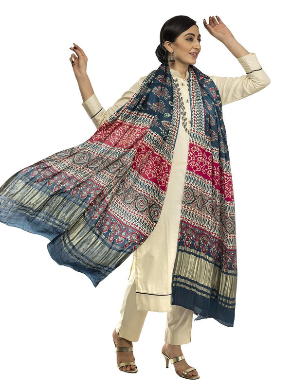 Multicolor Women's Gaji Silk Dupatta suitable for All Occasions