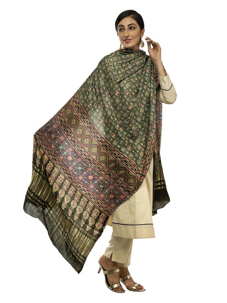 Multicolor Women's Gaji Silk Dupatta suitable for All Occasions