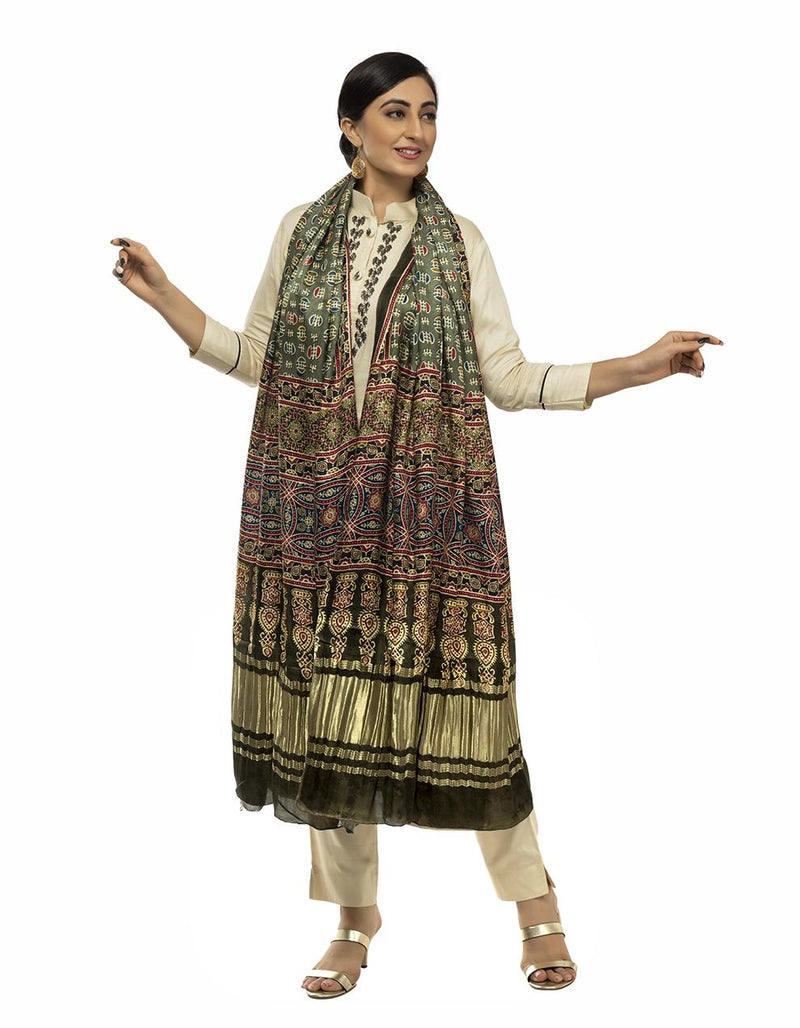 Multicolor Women's Gaji Silk Dupatta suitable for All Occasions