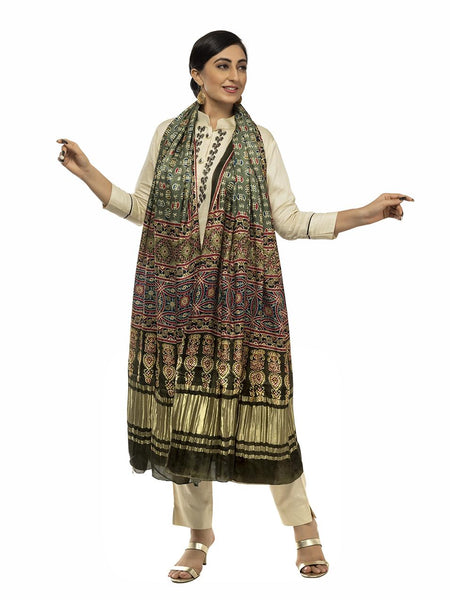Multicolor Women's Gaji Silk Dupatta suitable for All Occasions