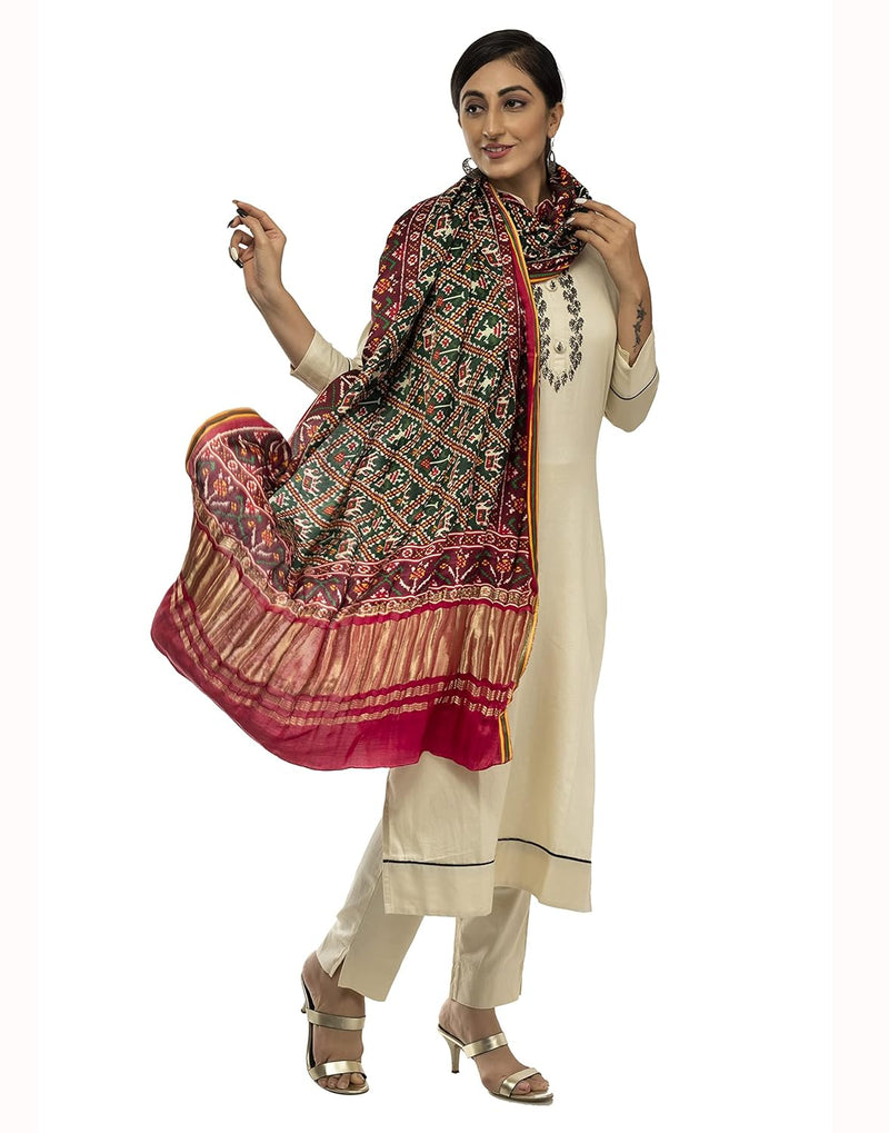 Multicolor Women's Gaji Silk Dupatta suitable for All Occasions