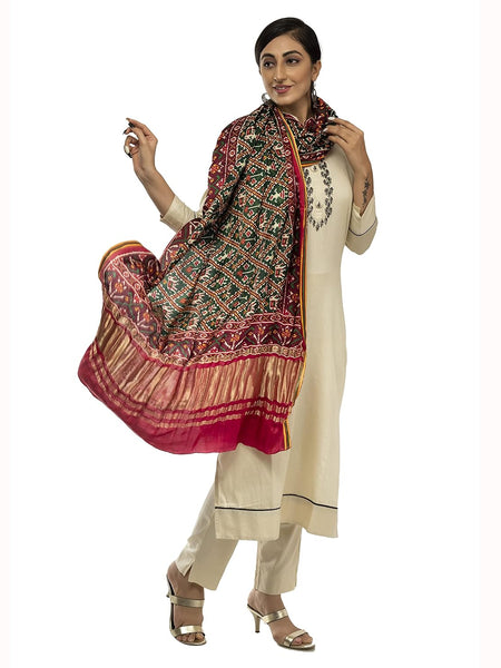 Multicolor Women's Gaji Silk Dupatta suitable for All Occasions