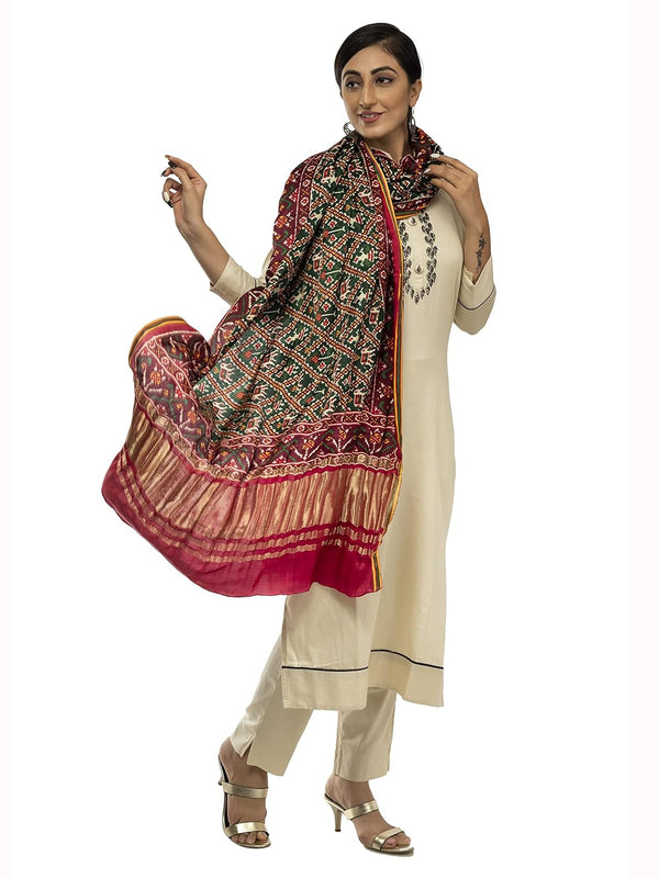 Multicolor Women's Gaji Silk Dupatta suitable for All Occasions