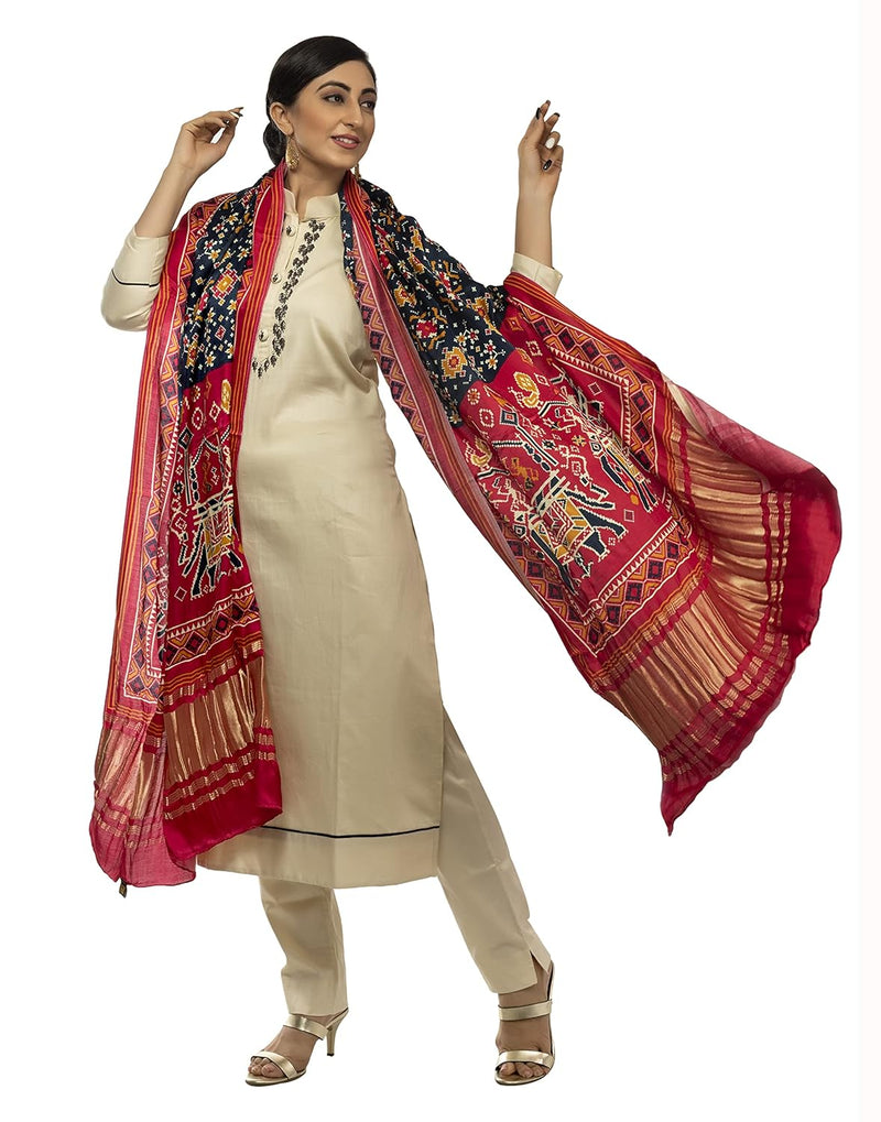 Multicolor Women's Gaji Silk Dupatta suitable for All Occasions